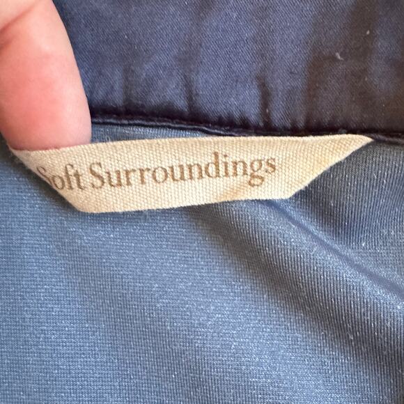 Soft Surroundings Legion Blue Velvet Boyfriend Tunic Shirt Women's Medium EUC - Picture 6 of 10